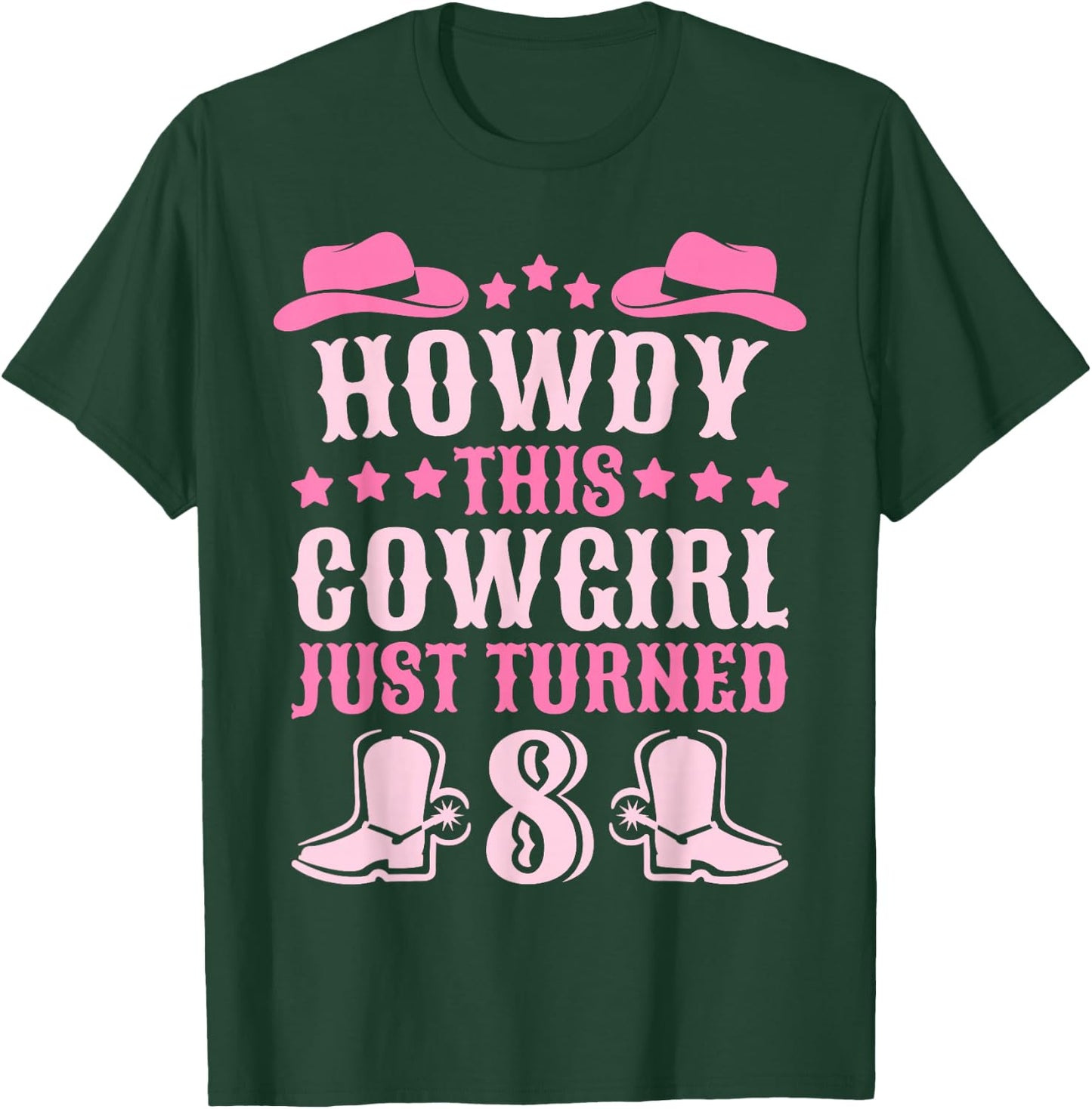 8yr Birthday Cowgirl Western 8 Year Old Girl 8th Birthday T-Shirt - T-Shirt | Forest