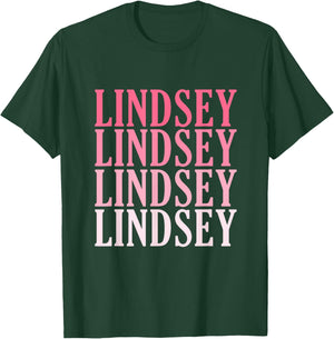 Retro Custom First Name Lindsey T-Shirt - T-Shirt | Forest