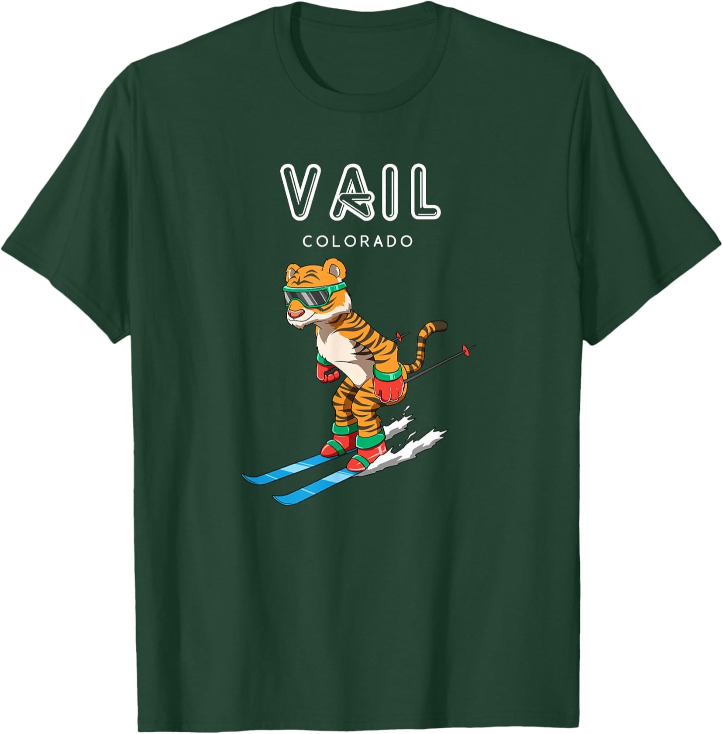 Vail Colorado - Funny Ski Tiger T-Shirt - T-Shirt | Forest