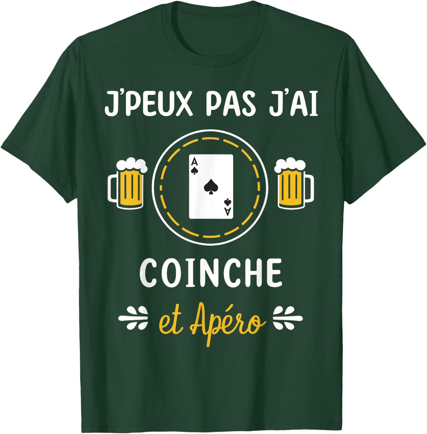 Je peux pas j'ai coinche , Black, S T-Shirt - T-Shirt | Forest