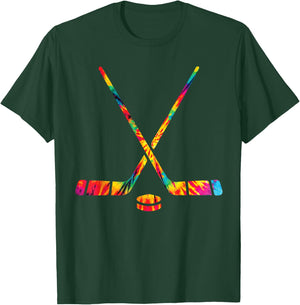 Ice Hockey Tie Dye Rainbow Kids Boys Teenage Men Girls Cool T-Shirt - T-Shirt | Forest