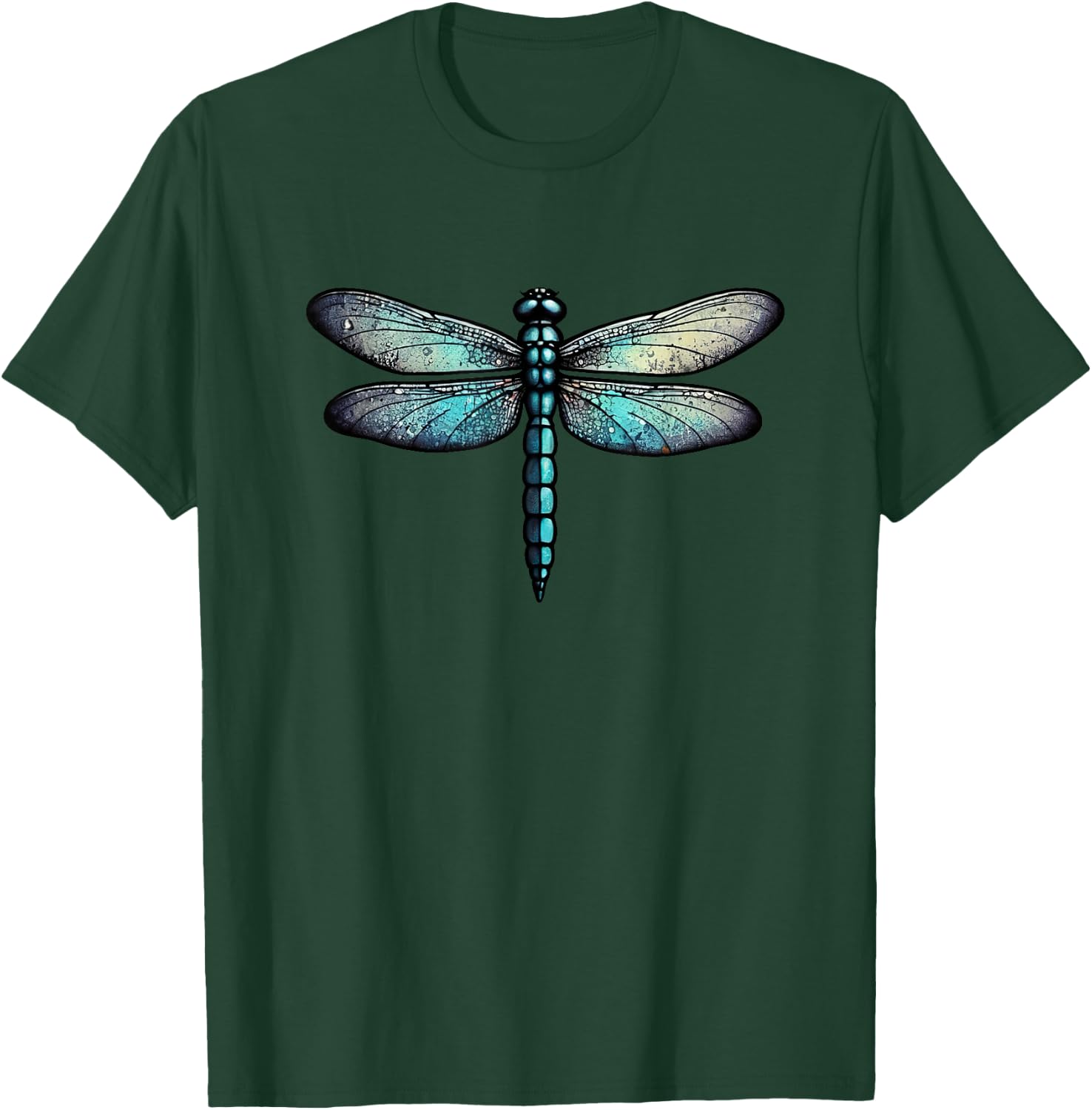 Dragonfly simple bug aqua and blue hues illustration T-Shirt - T-Shirt | Forest