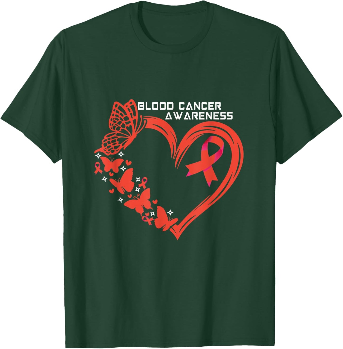 Blood Cancer Awareness Heart Blood Cancer Warrior T-Shirt - T-Shirt | Forest