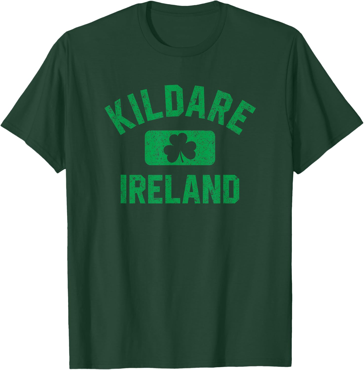 Kildare Ireland Gym Style Distressed Green Print T-Shirt - T-Shirt | Forest