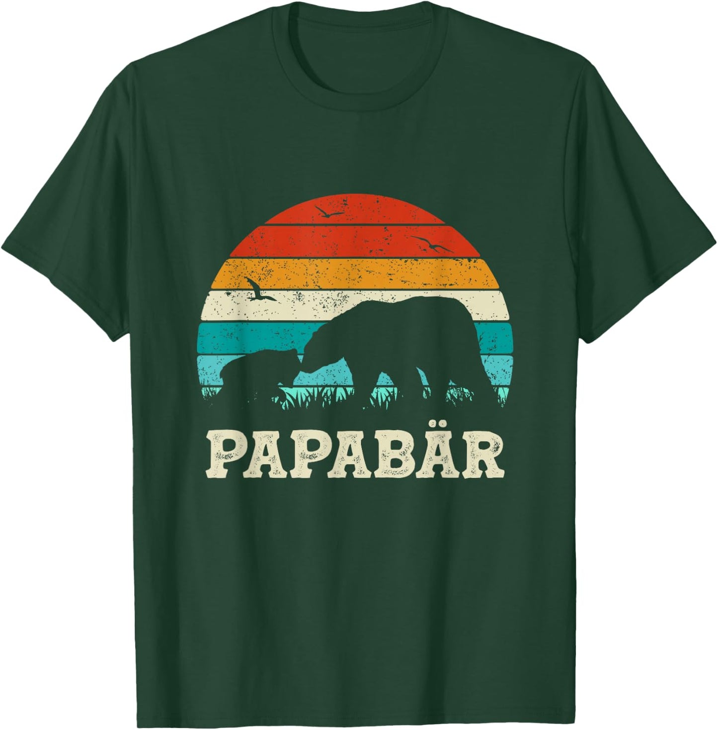 Retro Father Baby Son Daughter Bear Dad Father's Day , black T-Shirt - T-Shirt | Forest