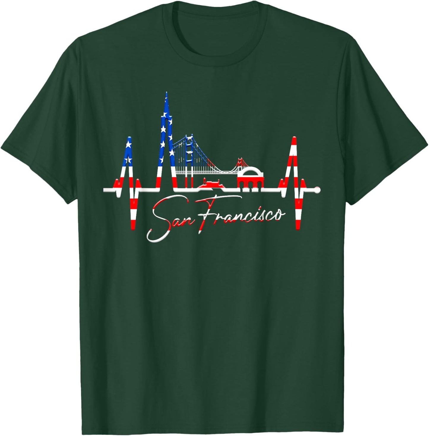 San Francisco Skyline Herzschlag Kalifornien San Francisco T-Shirt - T-Shirt | Forest