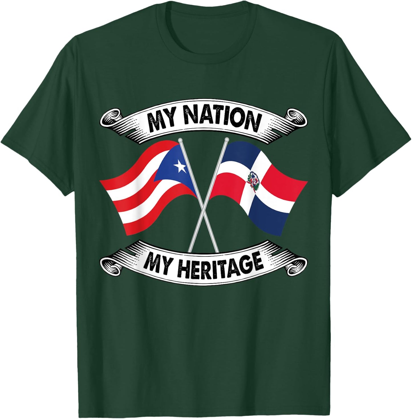 Puerto Rican and Dominican Pride Heritage Flag shirt T-Shirt - T-Shirt | Forest