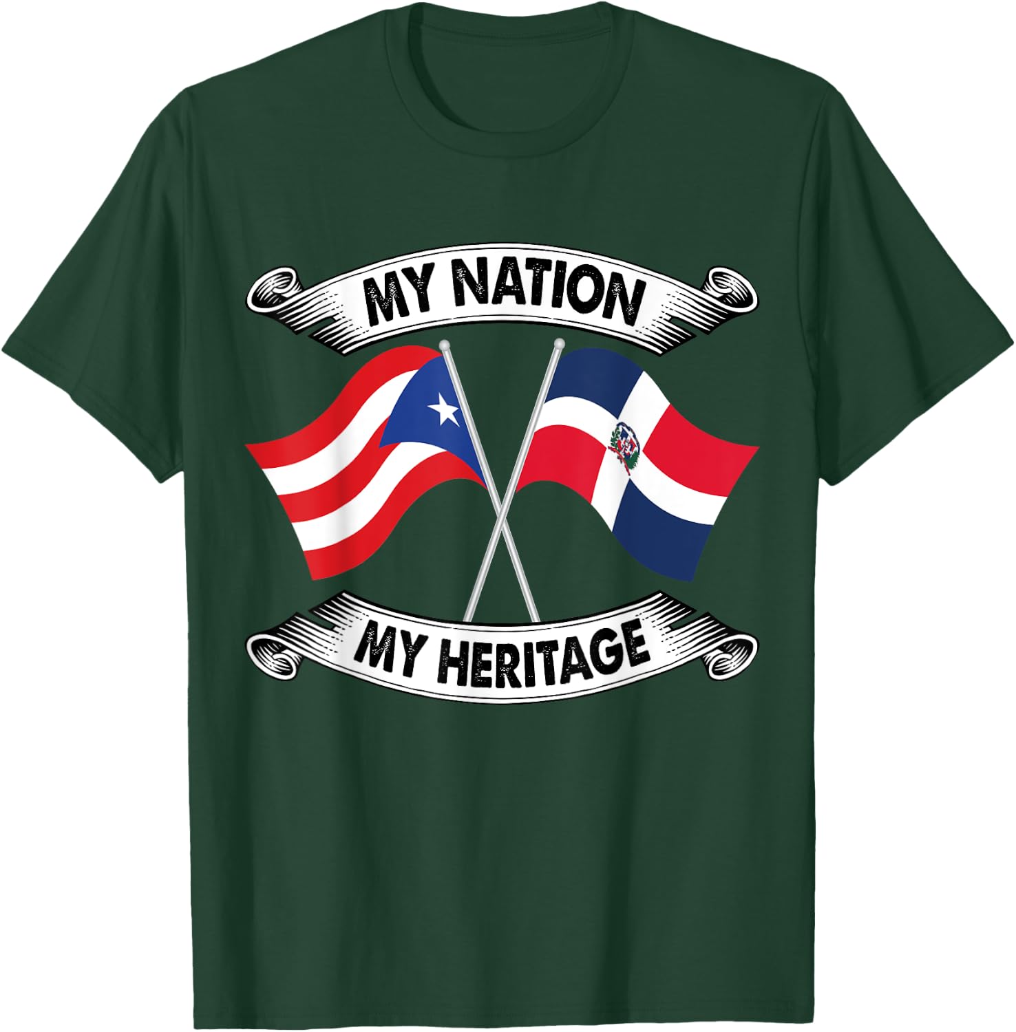 Puerto Rican and Dominican Pride Heritage Flag shirt T-Shirt - T-Shirt | Forest