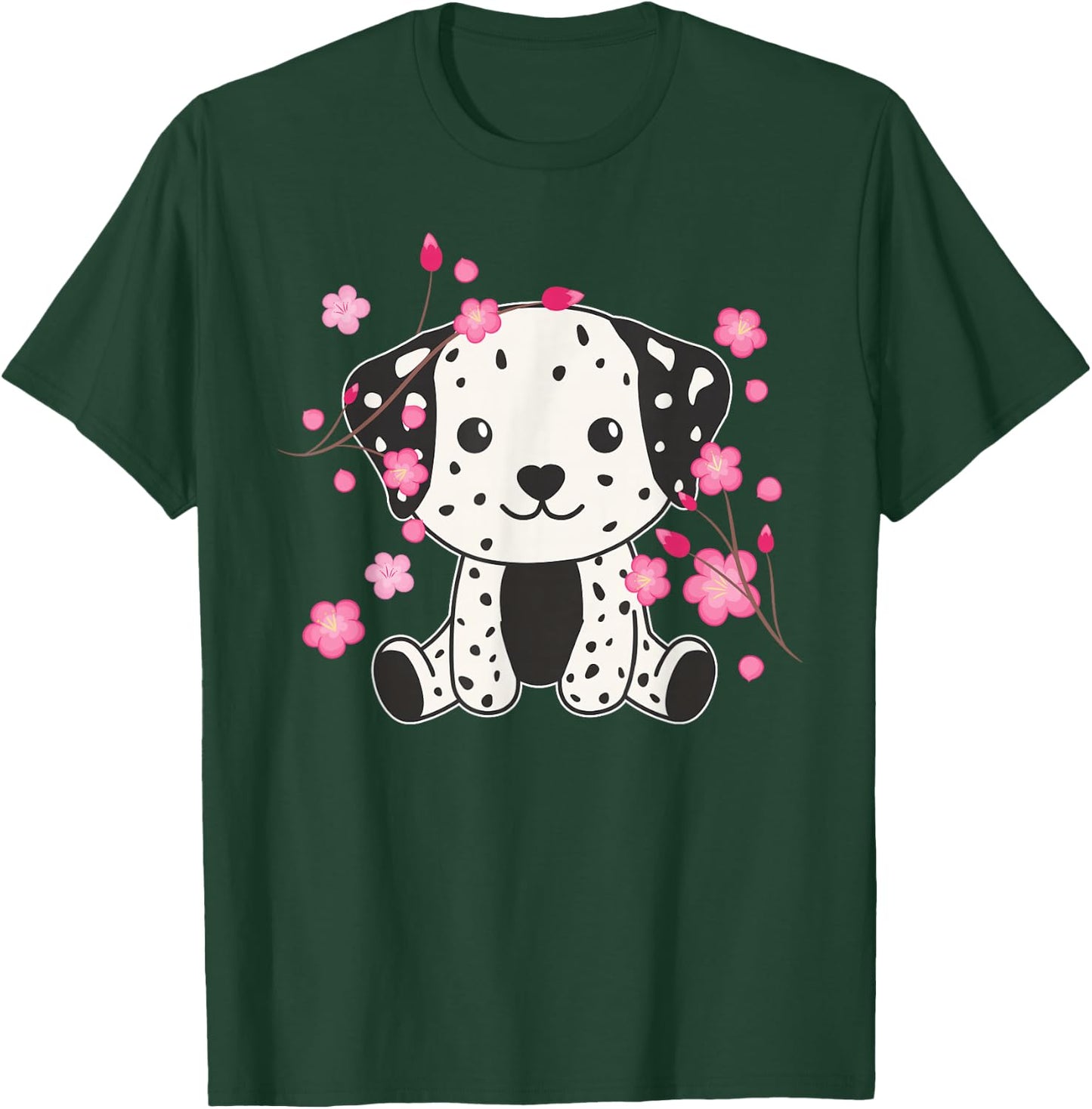 Dalmatian Cute Animals for Children Kawaii Cherry Blossoms T-Shirt - T-Shirt | Forest