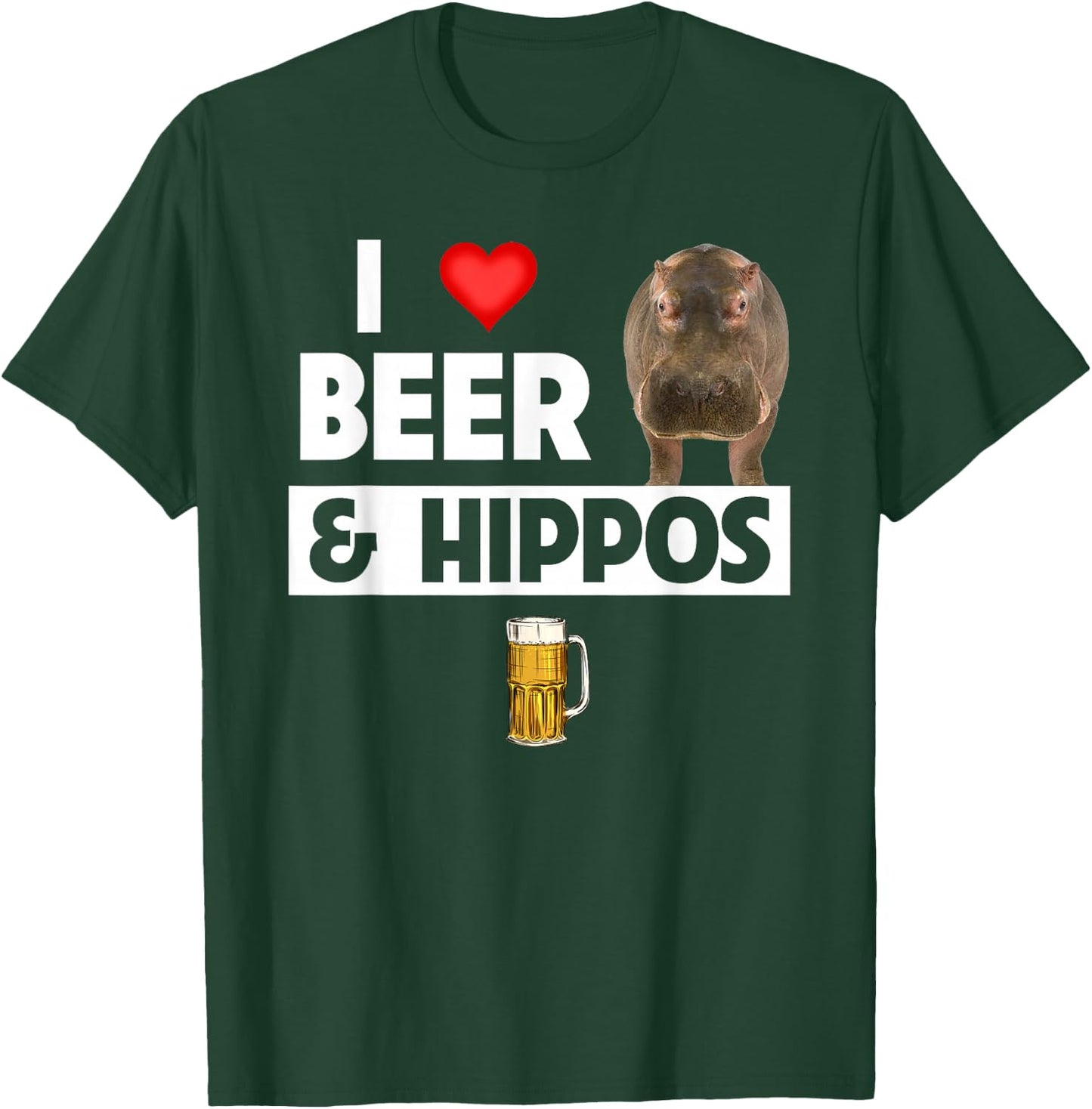 I Love Beer and Hippos Drinking Wildlife Safari Animals T-Shirt - T-Shirt | Forest