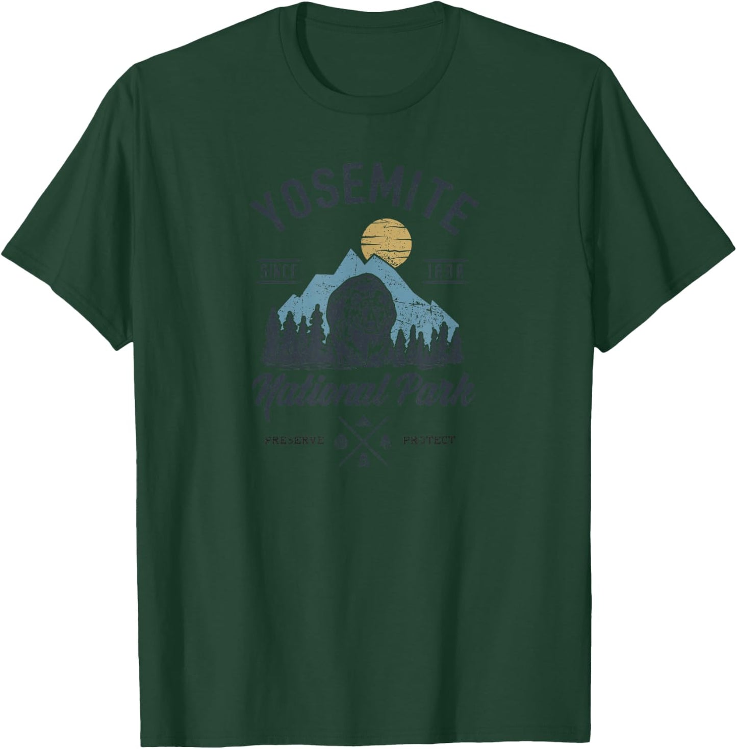 Vintage Yosemite National Park Retro Mountains Nature Lover T-Shirt - T-Shirt | Forest