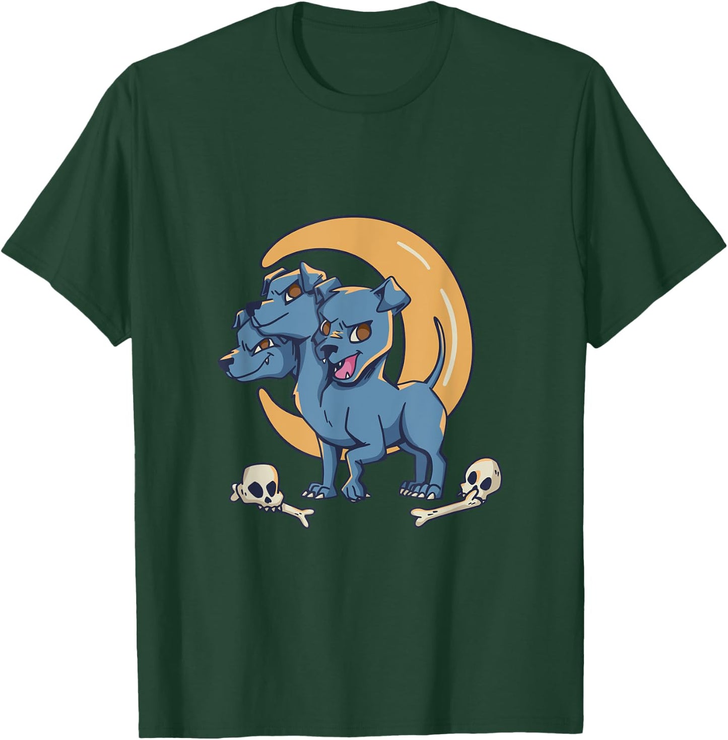 Cerberus - Cute Three-Headed Dog Comic Style Mythology T-Shirt - T-Shirt | Forest