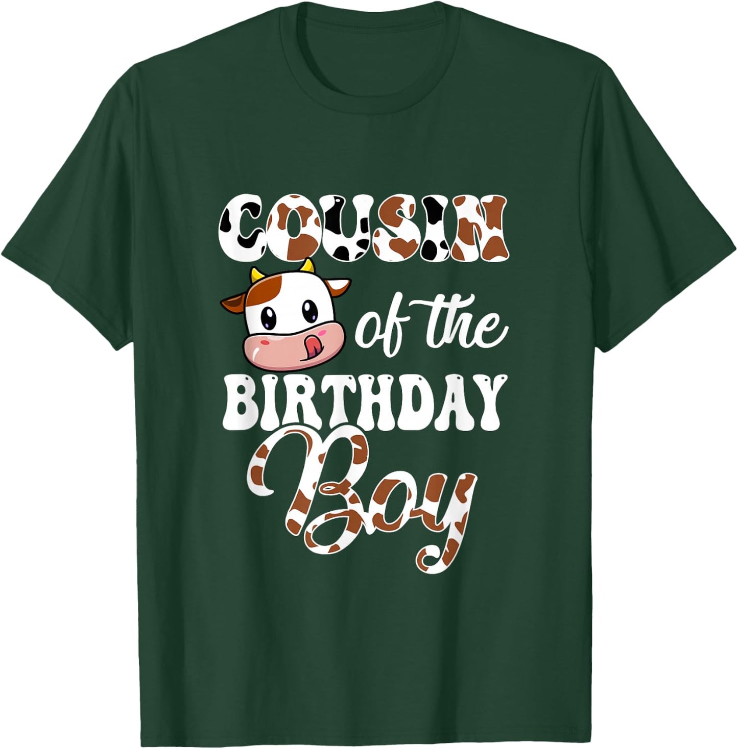 Cousin Of The Birthday Boy Cow Farm 1St Birthday Boy T-Shirt - T-Shirt | Forest