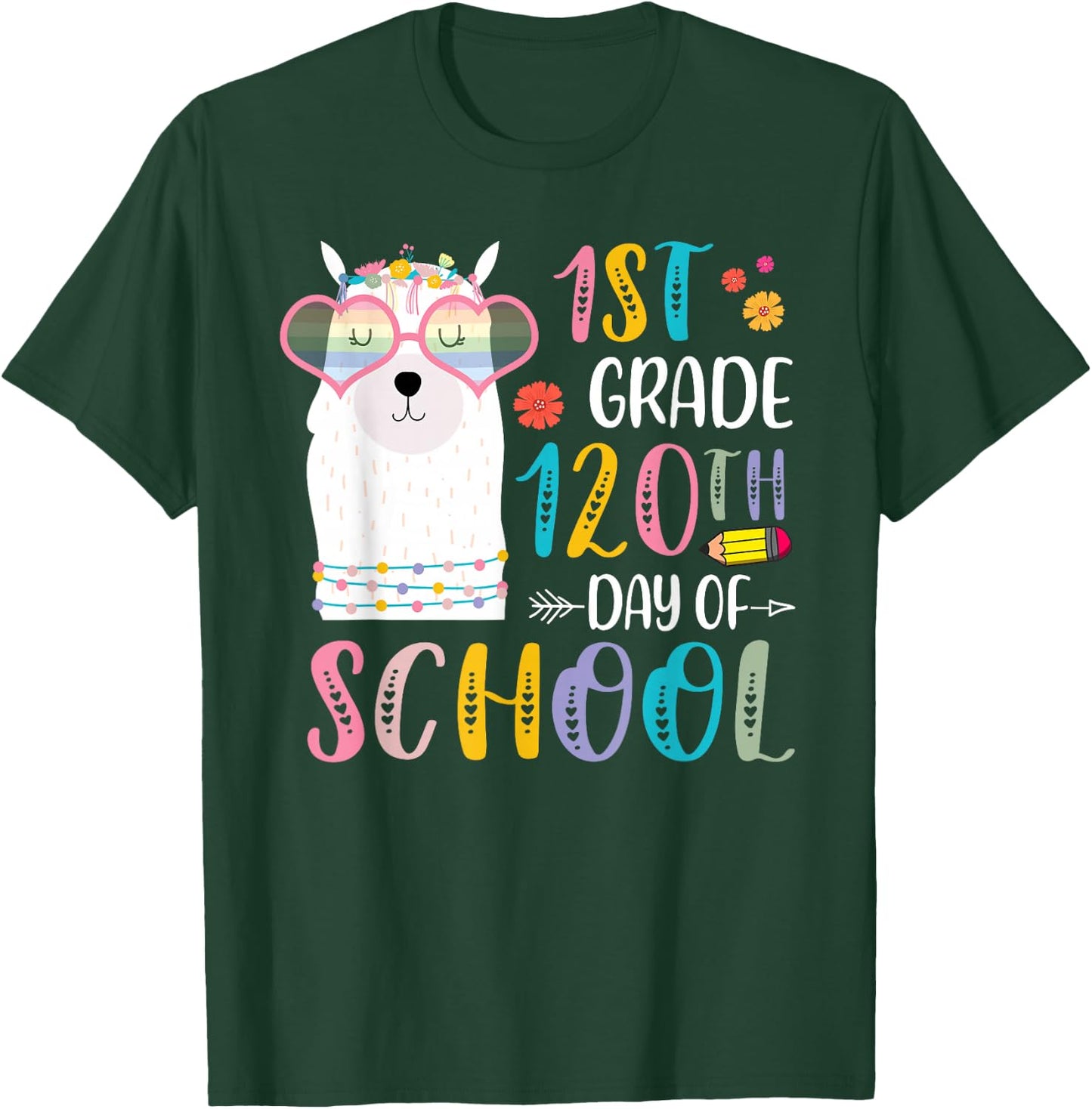 120th day of School No Prob Llama 120 Days Of 1st Grade T-Shirt - T-Shirt | Forest
