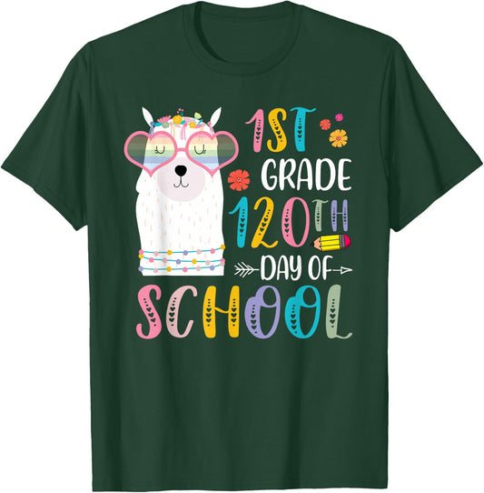 120th day of School No Prob Llama 120 Days Of 1st Grade T-Shirt - T-Shirt | Forest