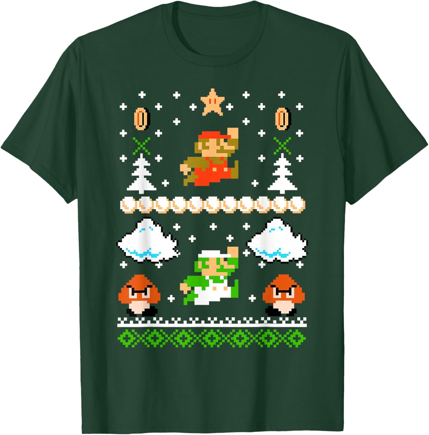 Super Mario Mario Goomba Ugly Christmas Sweater T-Shirt - T-Shirt | Forest