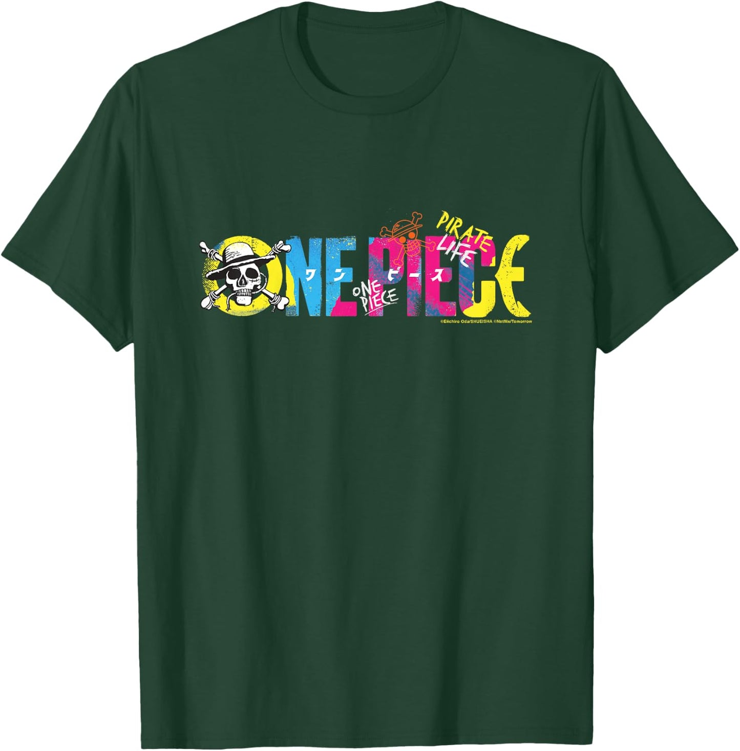 Children's One Piece Anime Pirate Life Straw Hat Pirate Logo Children's , black T-Shirt - T-Shirt | Forest