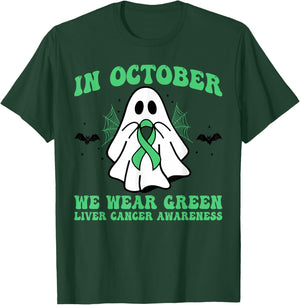In October We Wear Green Liver Cancer Awareness Halloween T-Shirt - T-Shirt | Forest