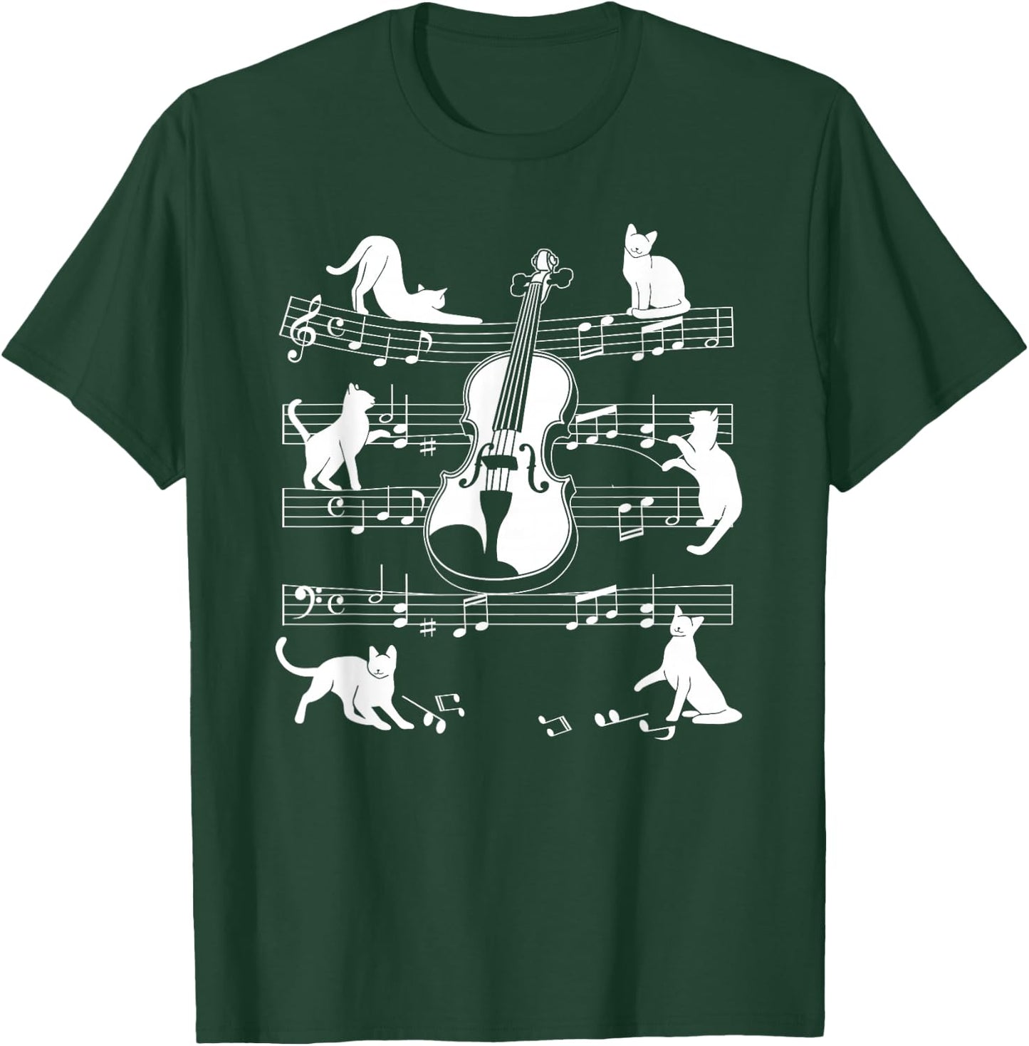 Violinist Cats for Cat Loving Violin Player T-Shirt - T-Shirt | Forest