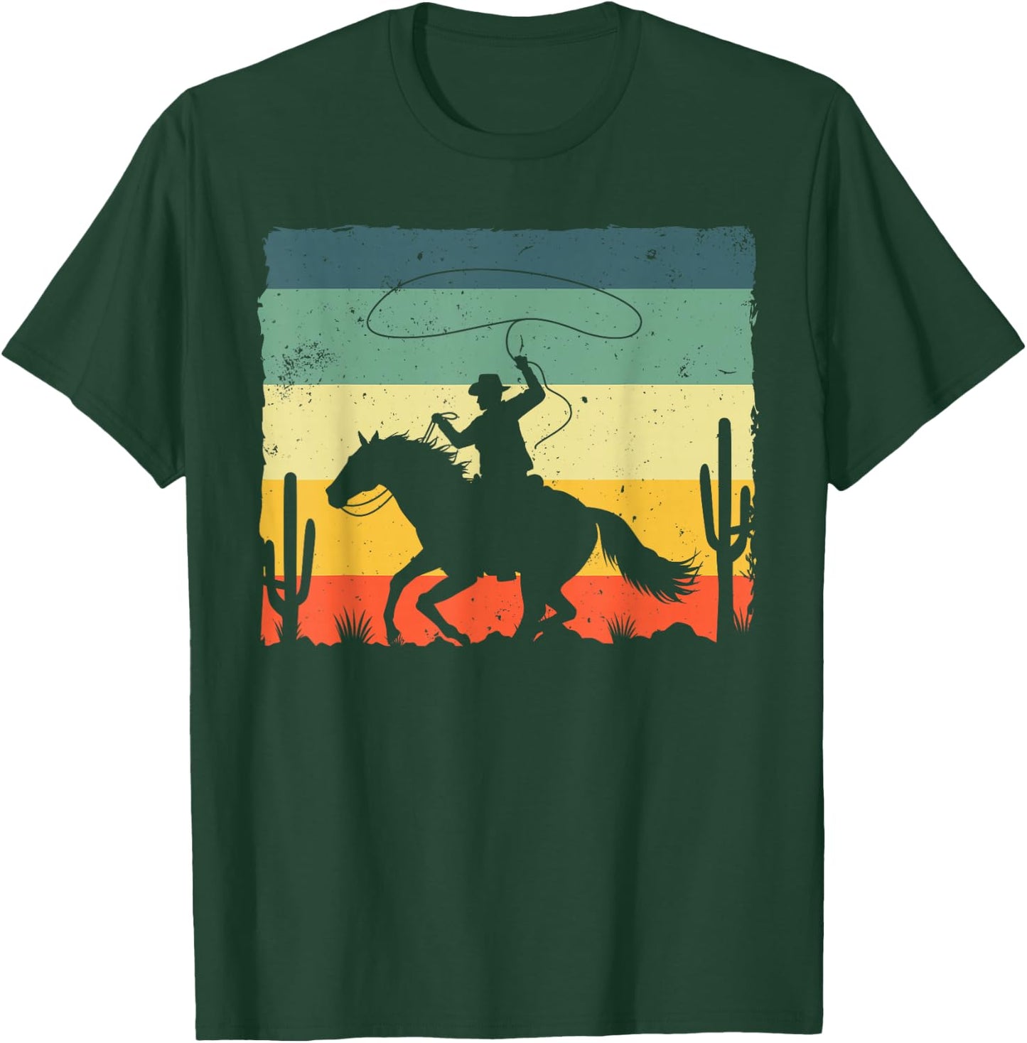 Retro Western Cowboy Design Boys Rider Cowboy , black T-Shirt - T-Shirt | Forest