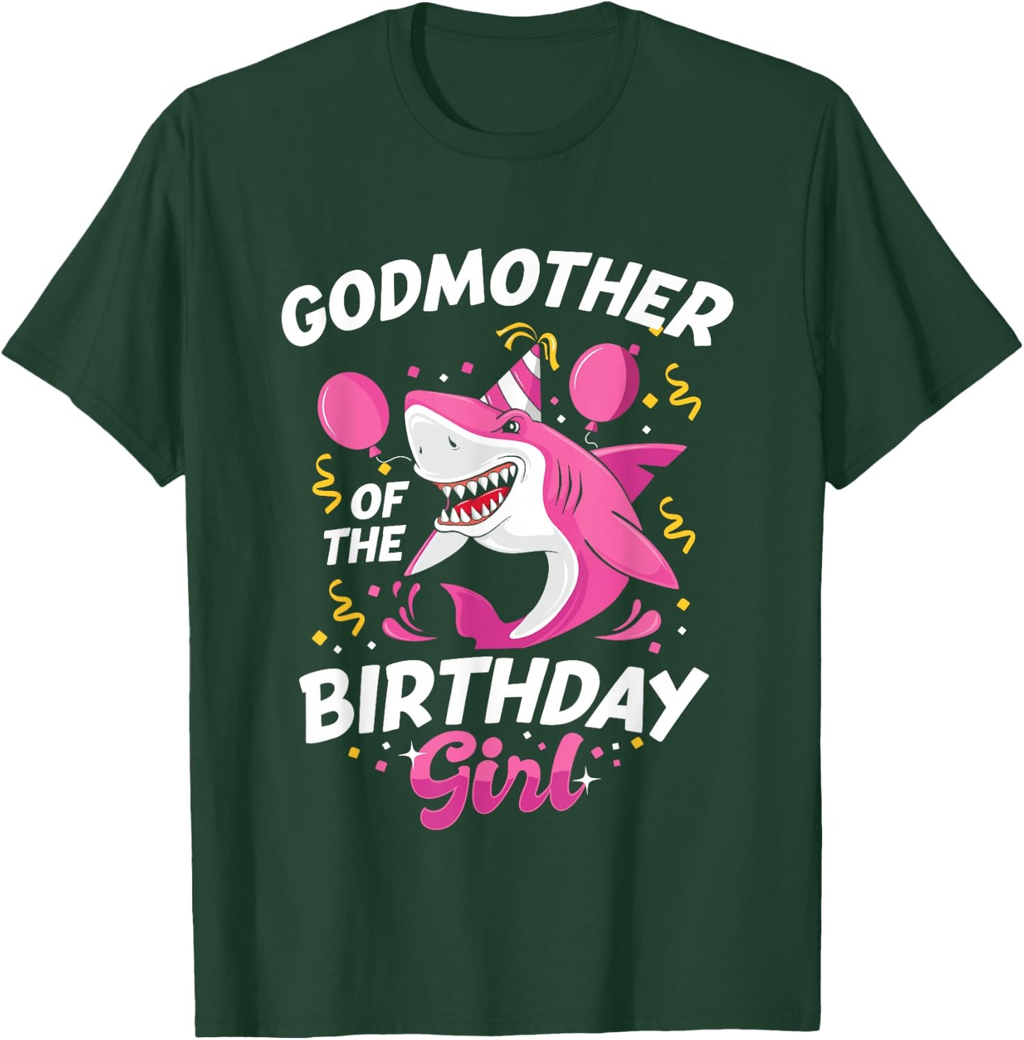 Godmother of The Birthday Girl Shark Ocean Matching Family T-Shirt - T-Shirt | Forest