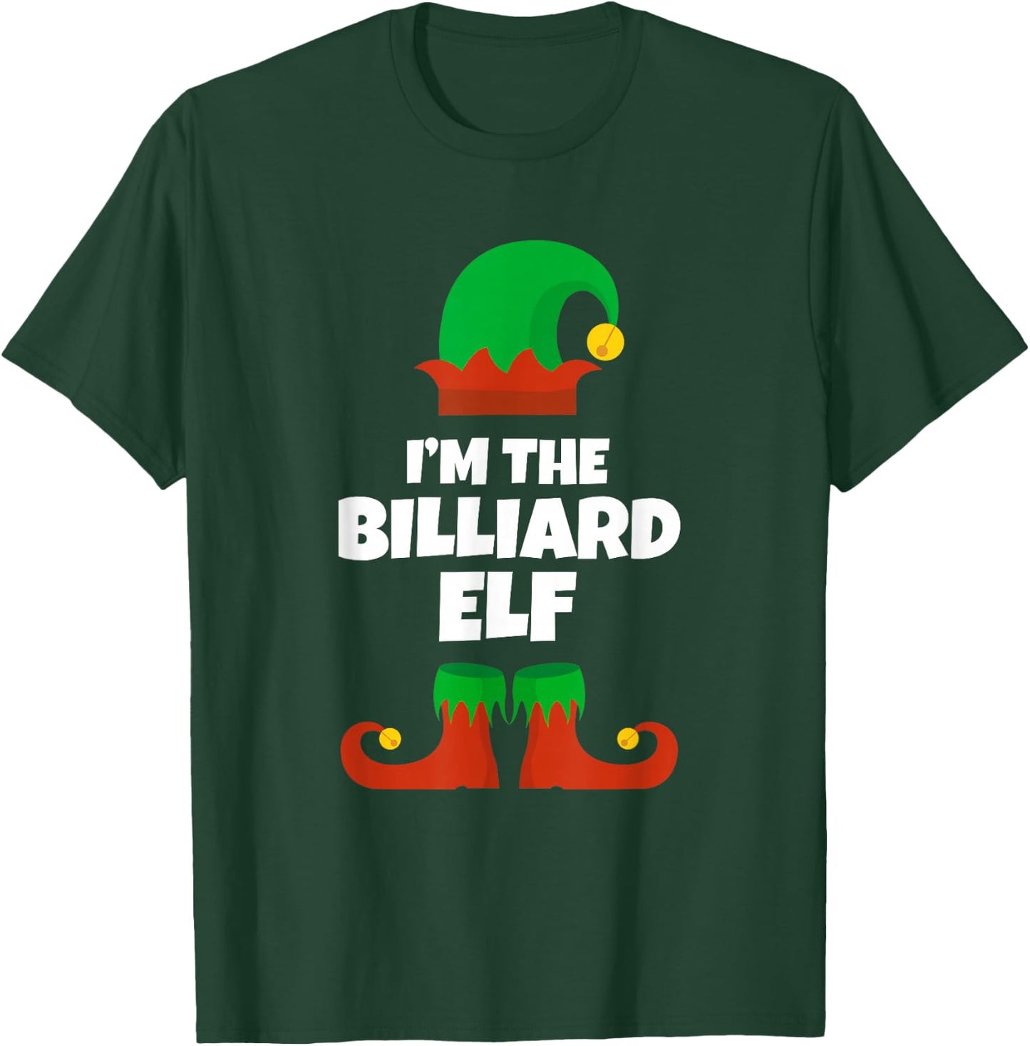 Funny The Billiard Elf Christmas Xmas Pool Player T-Shirt - T-Shirt | Forest
