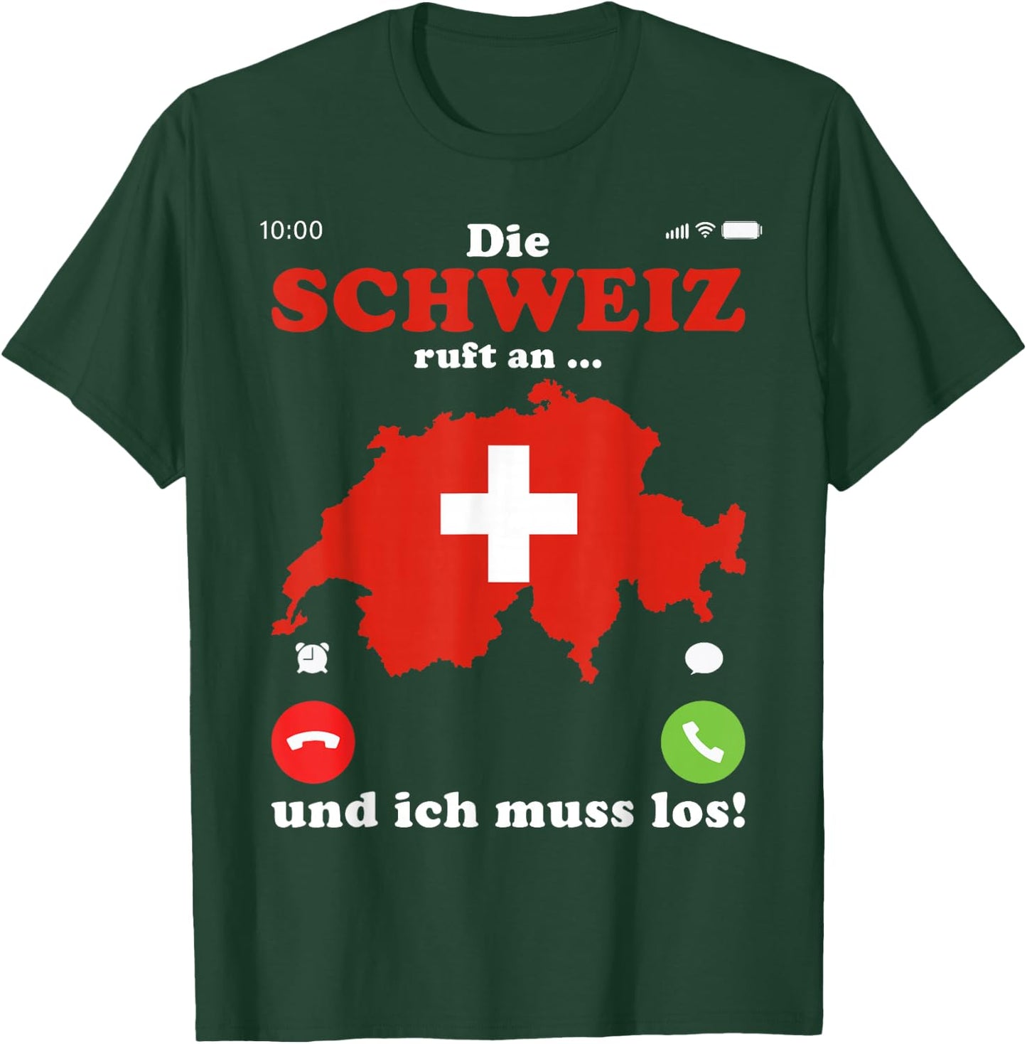 with German Flag Die Schweiz ruft an ich muss los Schweiz, black T-Shirt - T-Shirt | Forest