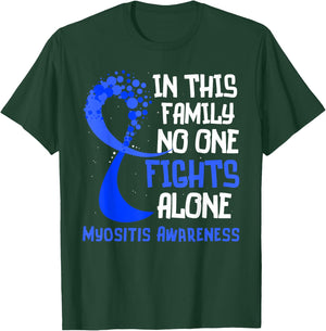 Myositis Awareness Blue Ribbon Hope Family Fighter T-Shirt - T-Shirt | Forest