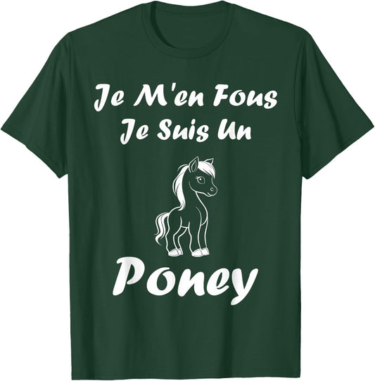 Funny Pony Horse Animals Je m'en cares je suis un Poney , Black, S T-Shirt - T-Shirt | Forest