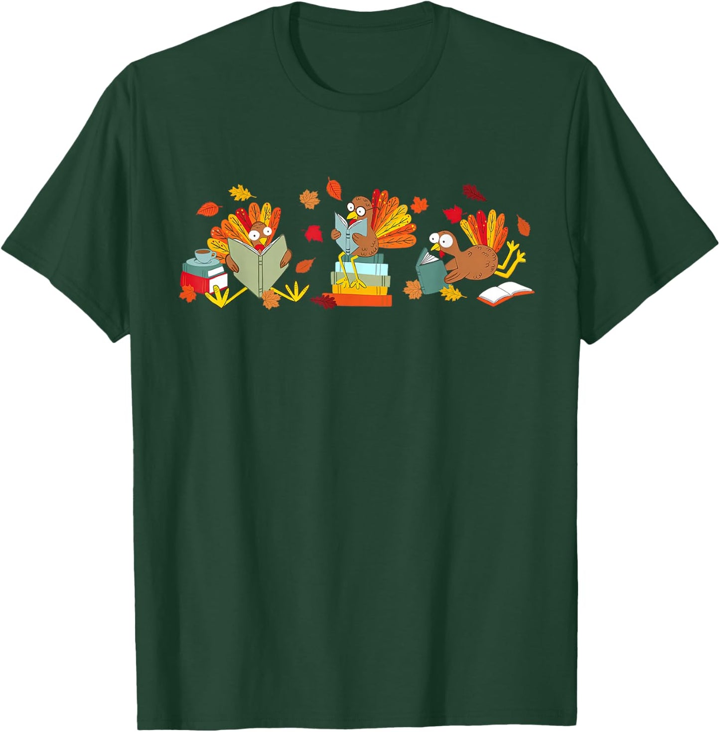 Funny Turkey Bookbook Librarian Bookworm Thanksgiving T-Shirt - T-Shirt | Forest