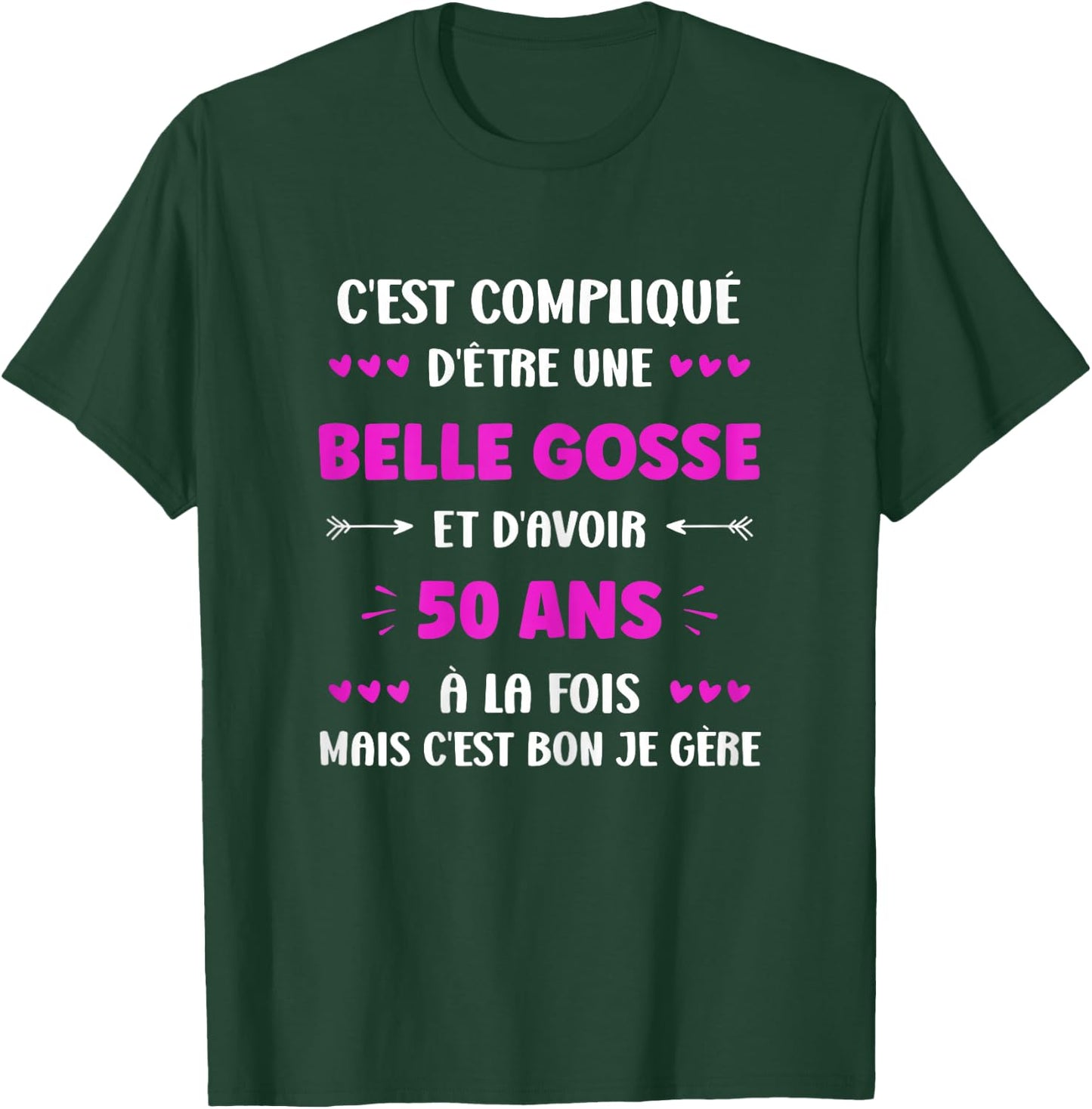 belle gosse 50th birthday funny woman 50 years , Black, Female X-Small T-Shirt - T-Shirt | Forest