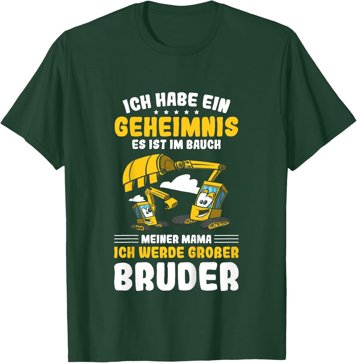 Children's Excavator Funny with German Text "Ich Werde Großer Bruder", black T-Shirt - T-Shirt | Forest