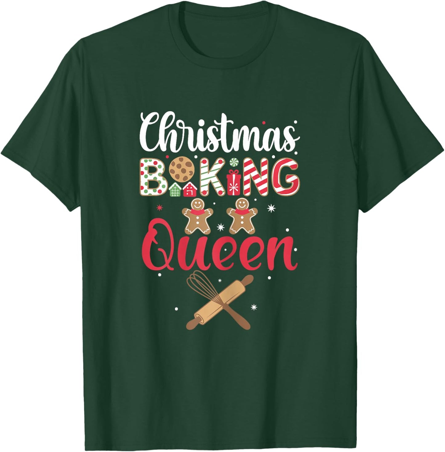 Funny Christmas Cookie Queen Baking Christmas Cookie , Black, Female X-Small T-Shirt - T-Shirt | Forest
