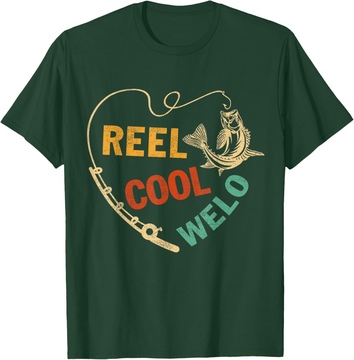 Funny Fathers Day Vintage Fishing Reel Cool Welo T-Shirt - T-Shirt | Forest