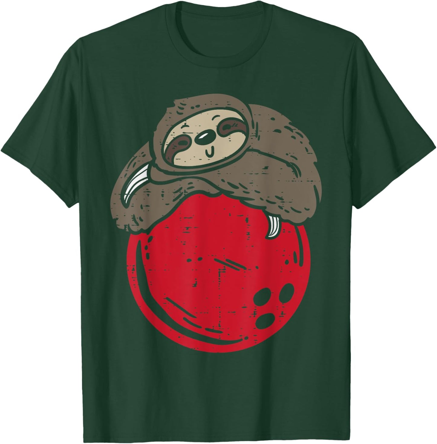 Sloth Sleeping On Bowling Ball Funny Bowler Men Women Kids T-Shirt - T-Shirt | Forest