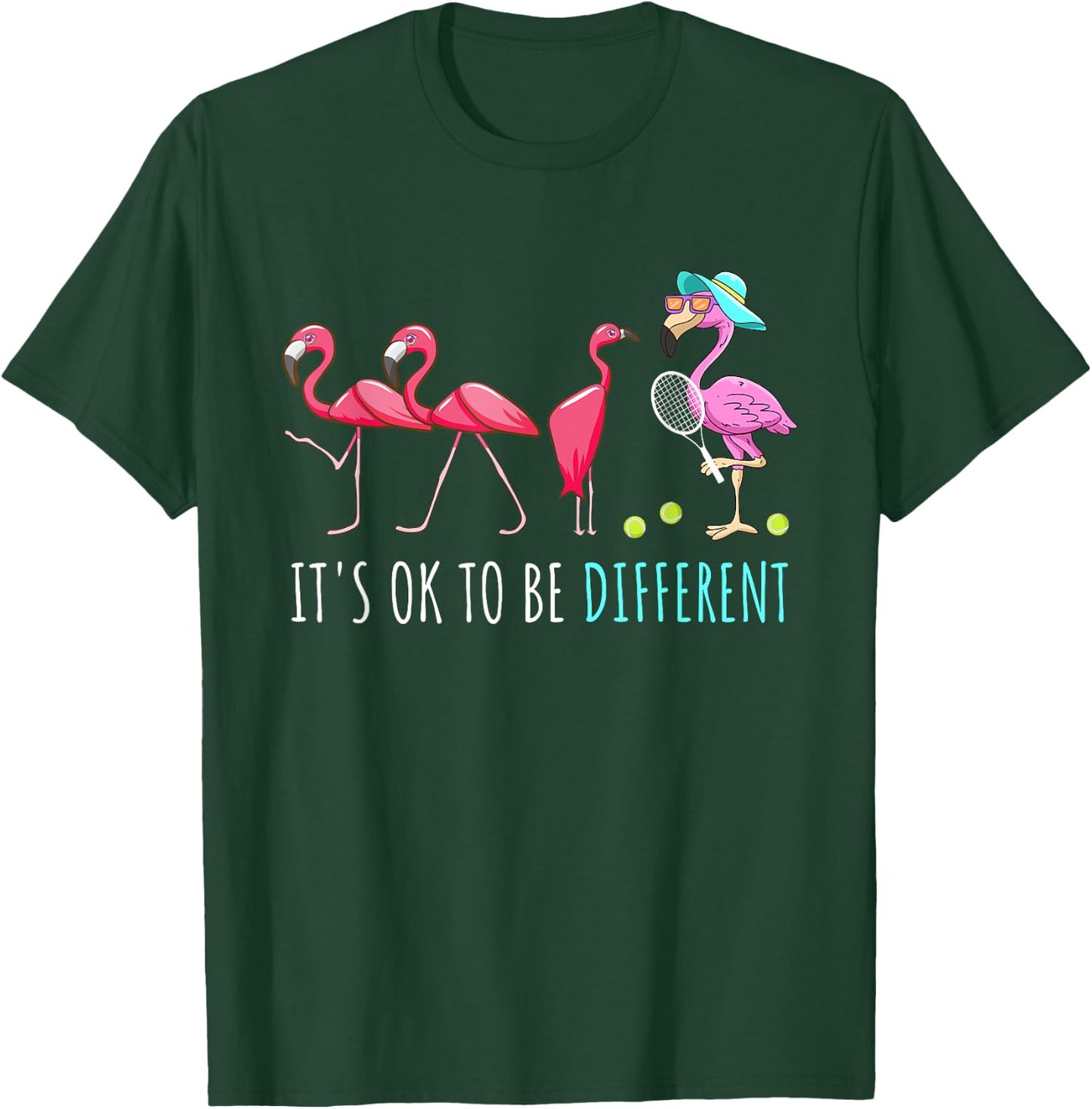 Tennis Damen Tennisspielerin Tennis Flamingo T-Shirt - T-Shirt | Forest