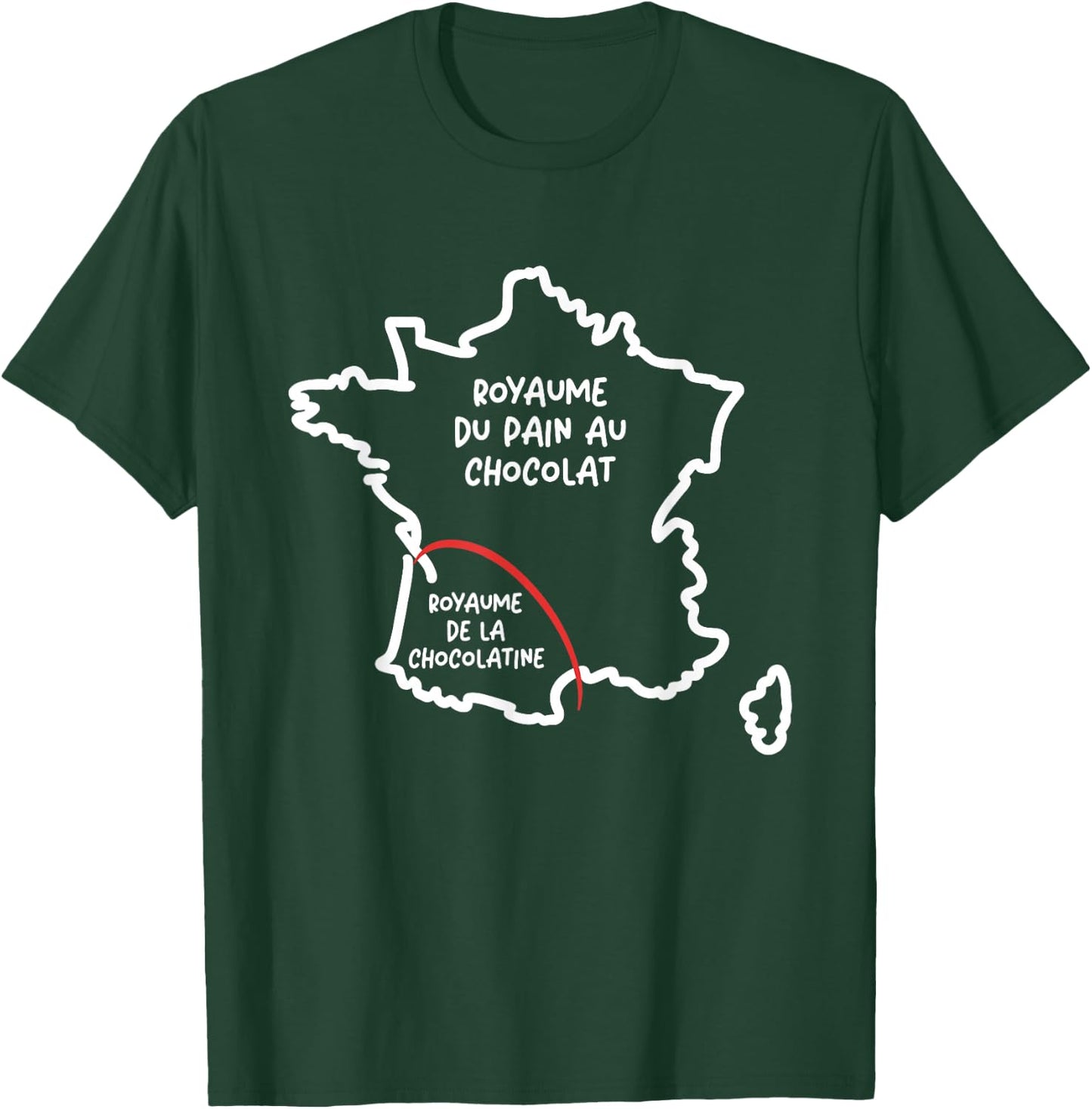Team Pain au Chocolat ou Chocolatine Funny Map of France T-Shirt - T-Shirt | Forest