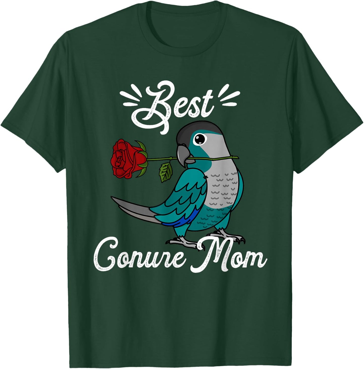 Best Parrot Mom I Turquoise Green Cheek Conure T-Shirt - T-Shirt | Forest