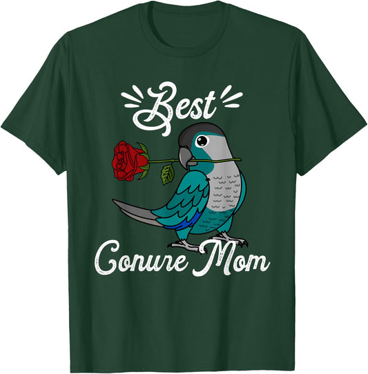 Best Parrot Mom I Turquoise Green Cheek Conure T-Shirt - T-Shirt | Forest