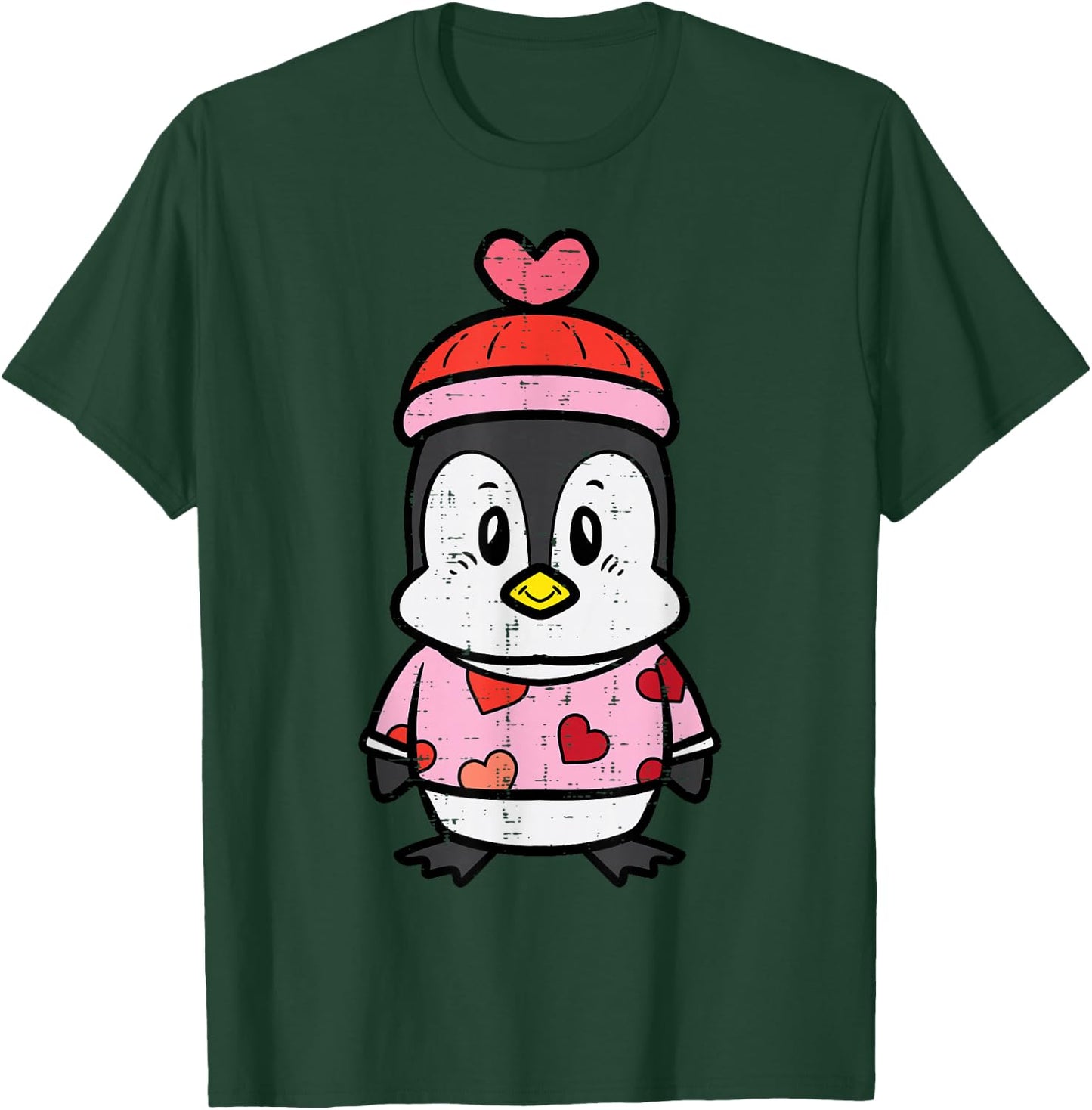 Valentines Day Baby Penguin Sweater Girls Kids Toddlers T-Shirt - T-Shirt | Forest