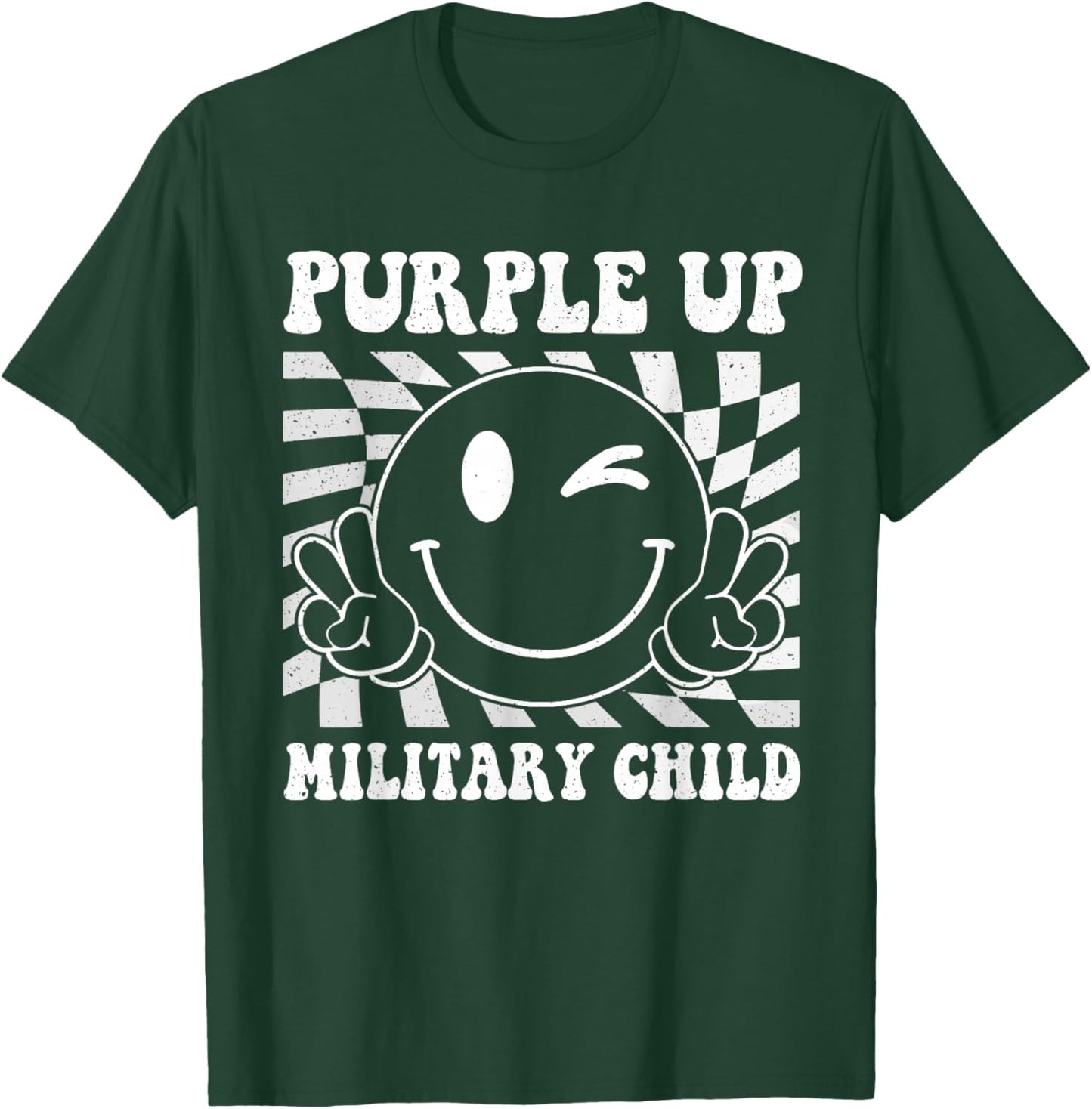 Purple Up for Military Kids Smile Face Military Child Month T-Shirt - T-Shirt | Forest