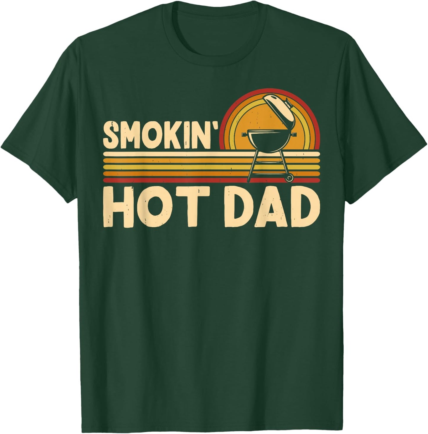 BBQ Smokin' Hot Dad Retro Sunset Grill Father T-Shirt - T-Shirt | Forest