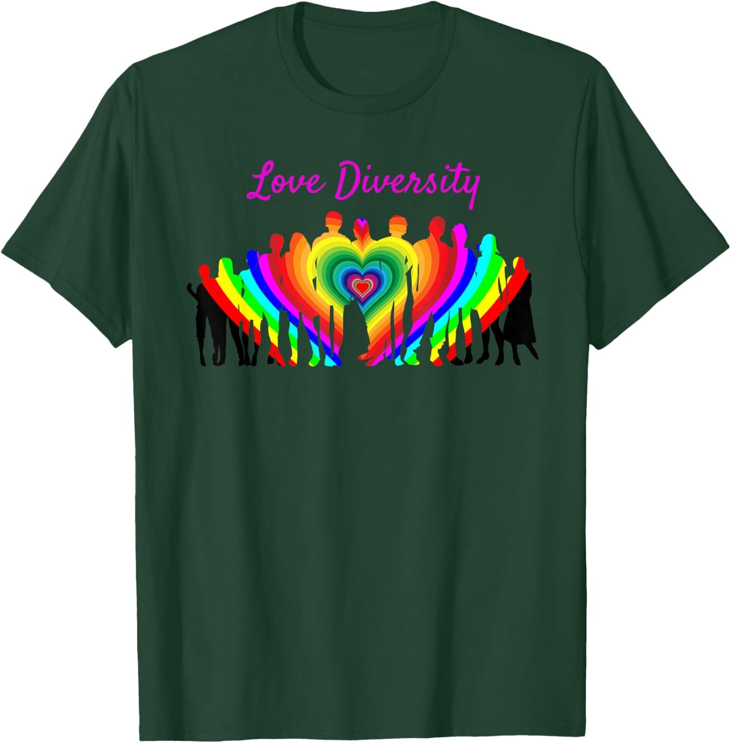 Love Diversity Rainbow Heart People T-Shirt - T-Shirt | Forest