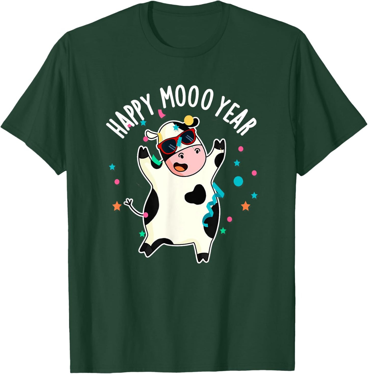 Happy Moo Year Funny Cow Pun T-Shirt - T-Shirt | Forest