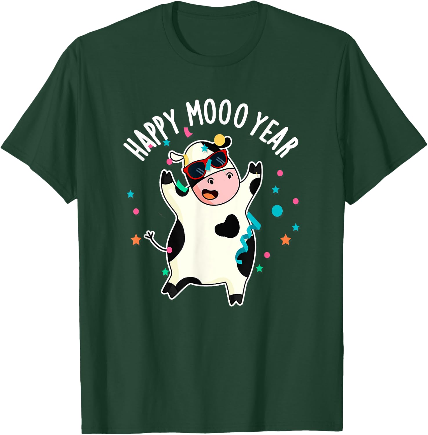 Happy Moo Year Funny Cow Pun T-Shirt - T-Shirt | Forest