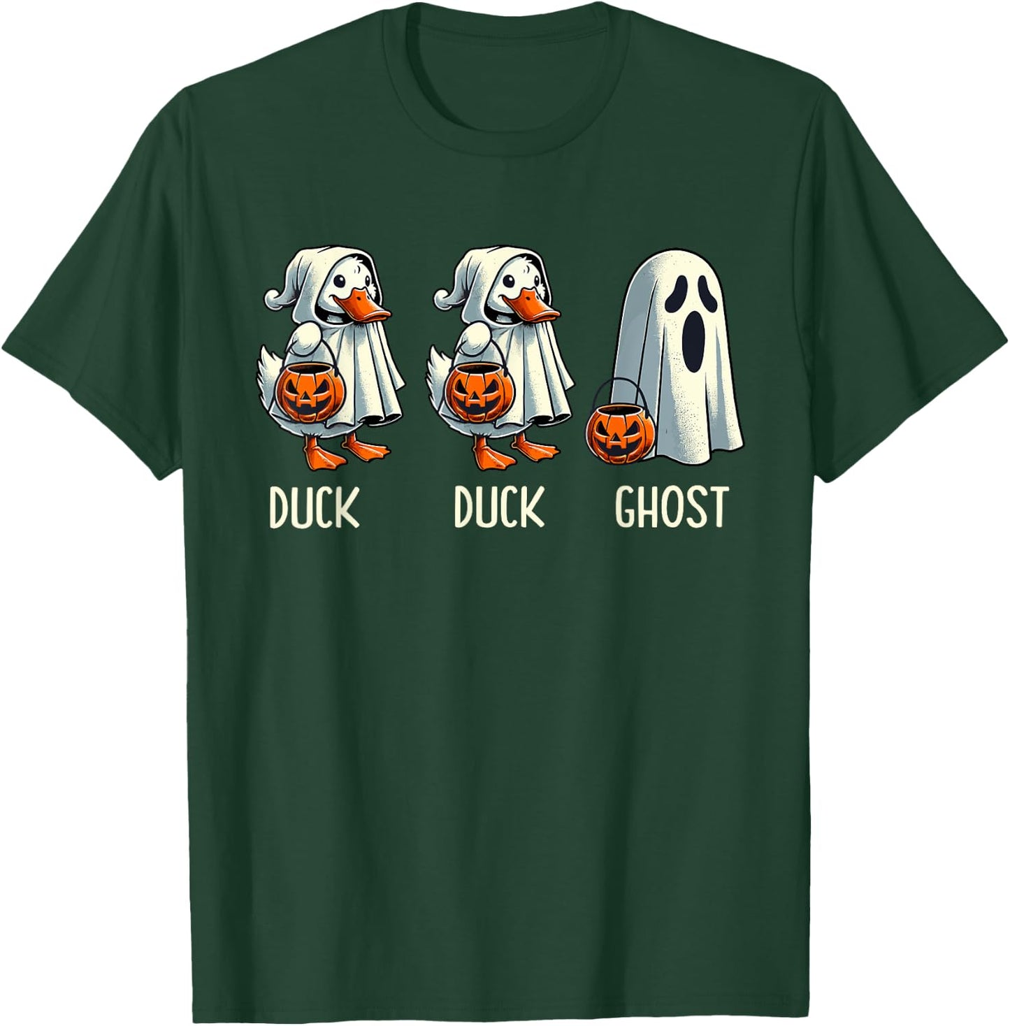 Duck Ghost Pun Trunk or Treat Trick or Treat Funny Halloween T-Shirt - T-Shirt | Forest