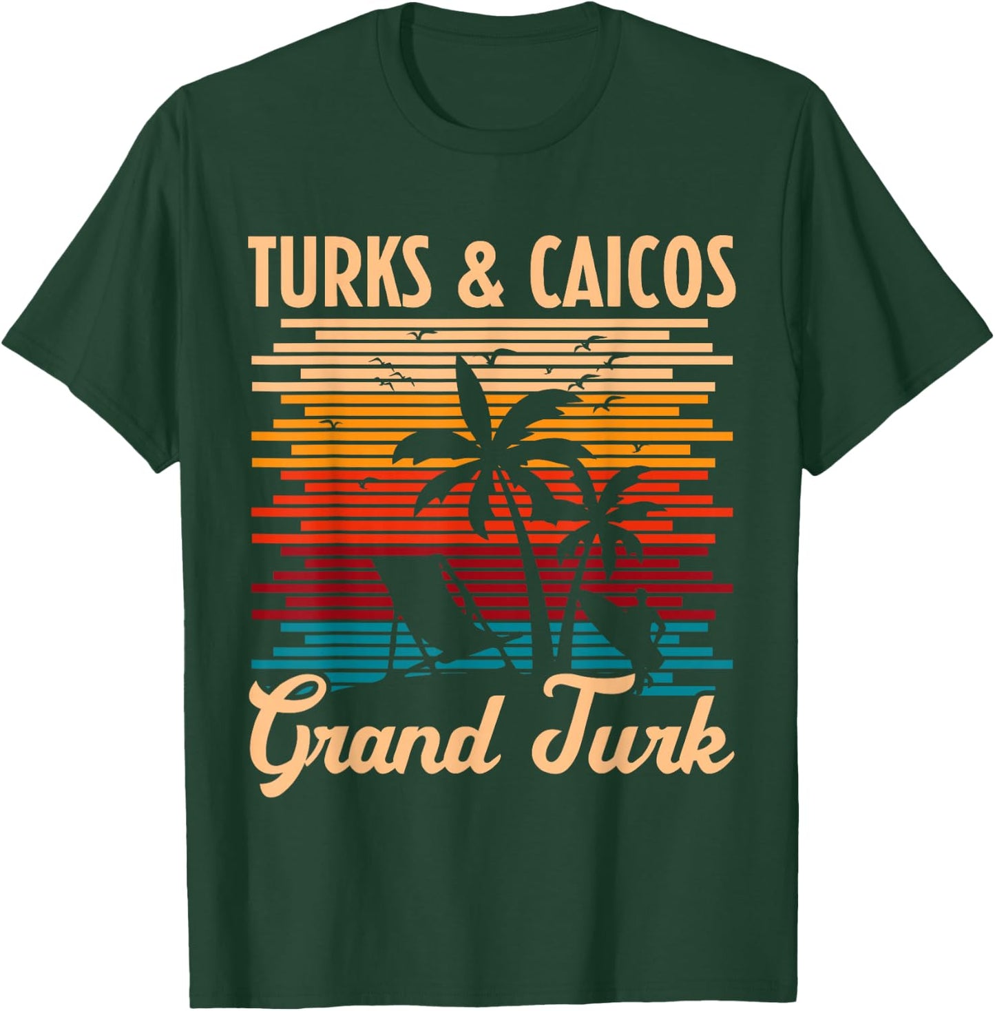 Turks & Caicos Grand Turk Island Beach Vacation Summer Retro T-Shirt - T-Shirt | Forest