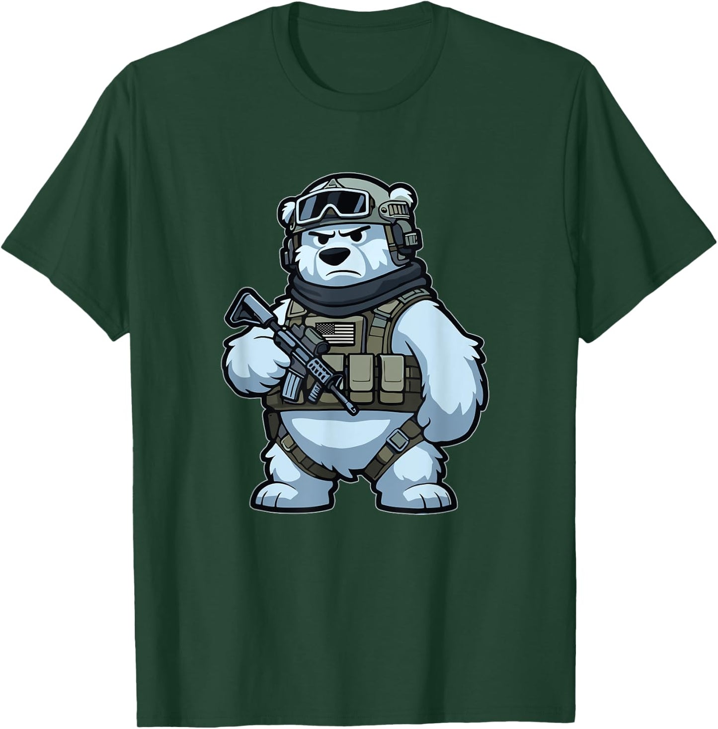 Christmas Drink Infantry Polar Bear Veteran Men Women Gift T-Shirt - T-Shirt | Forest