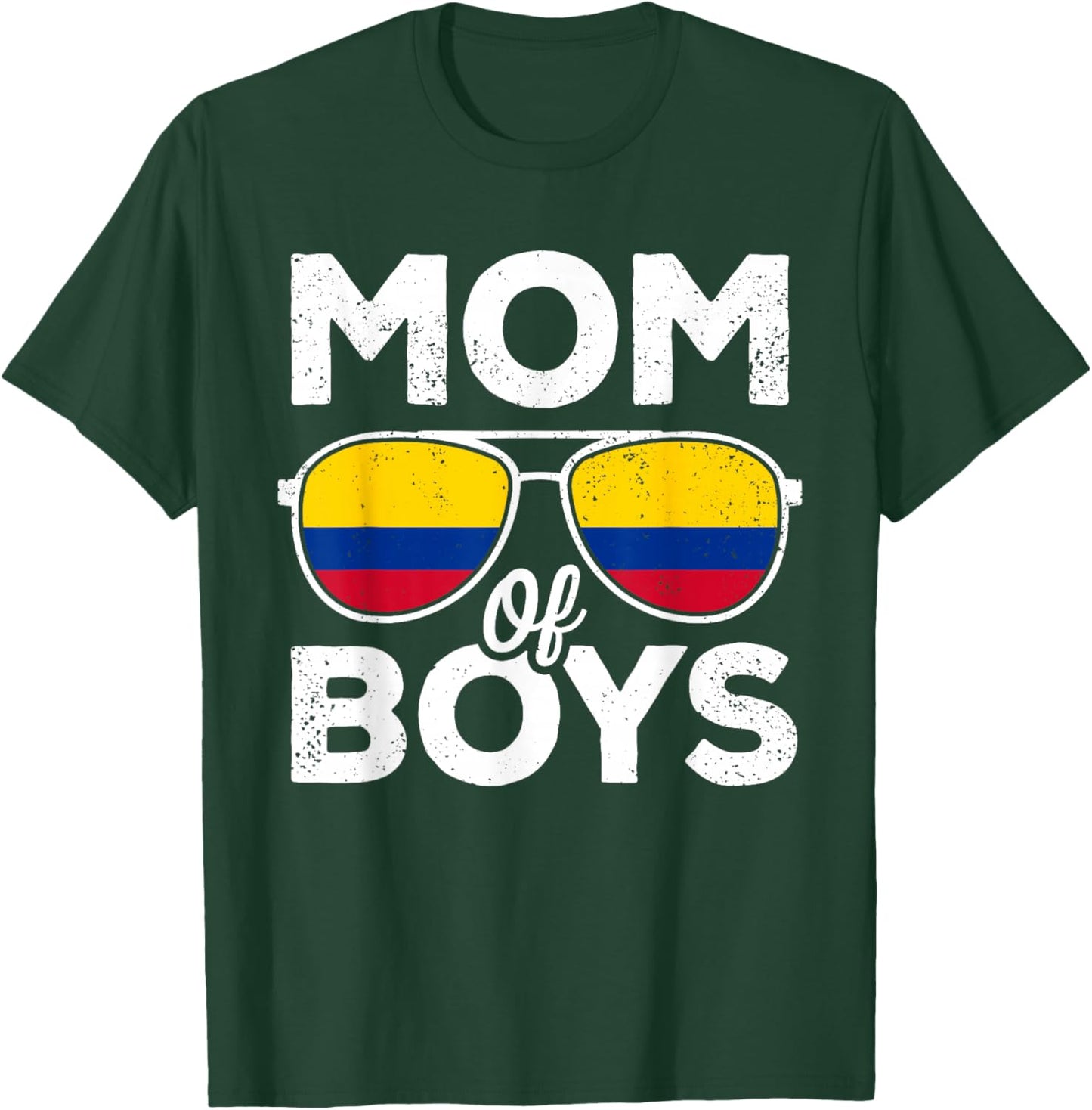 Mom of Boys Mothers Day Retro Colombia Flag Colombian Mom T-Shirt - T-Shirt | Forest