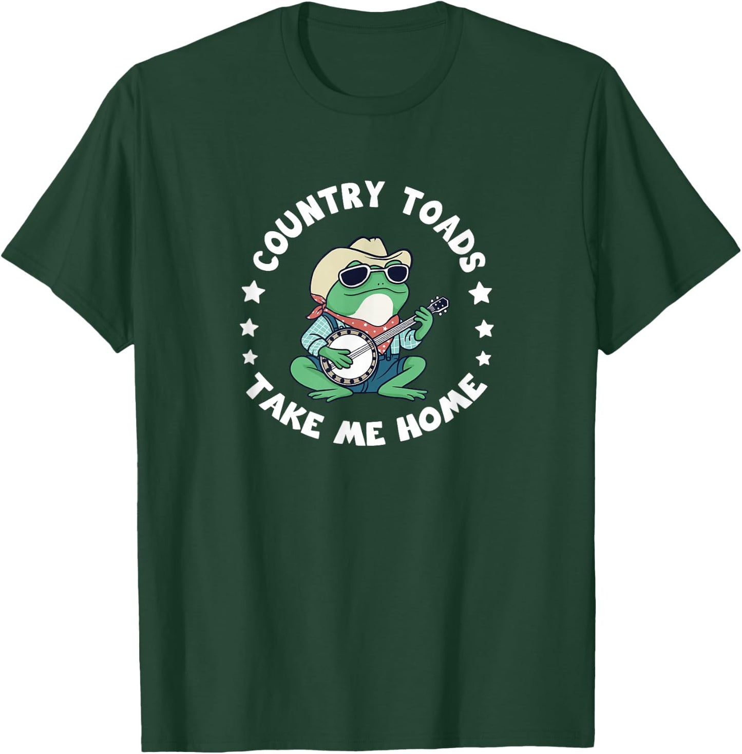 Country Toads Take Me Home, Cool Cowboy Toad Playing Music T-Shirt - T-Shirt | Forest